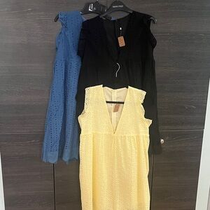 Yellow Blue or Black Eyelet Dress